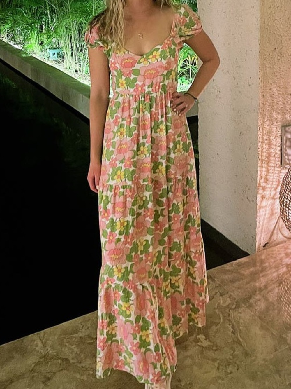 Show Me Your MuMu Pink and Green Floral Puff-Sleeve Cathy Maxi Dress - Picture 16 of 16